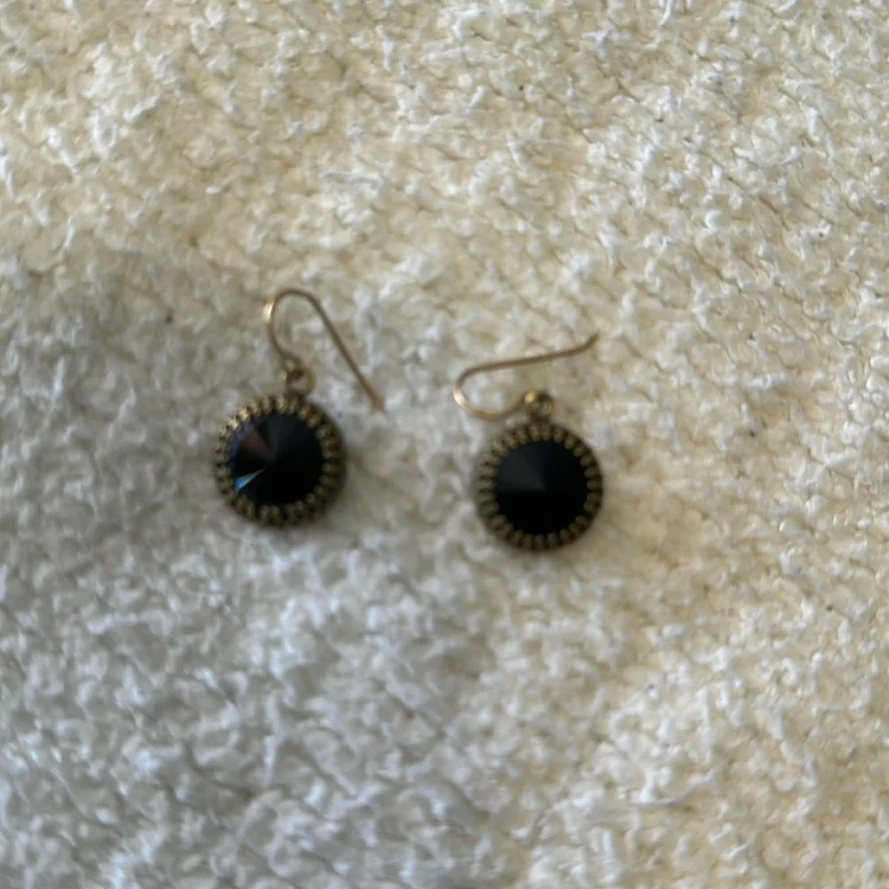 Black and Bronze Dangle Earrings - Picture 1 of 3